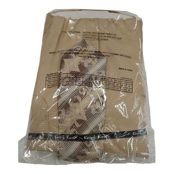 MEN'S KARL KNOX "X-SIZE" 22 1/2 X 37-38 TAN-IVORY BOX SQUARE COMBO SET. SX4475. - Picture 5 of 5